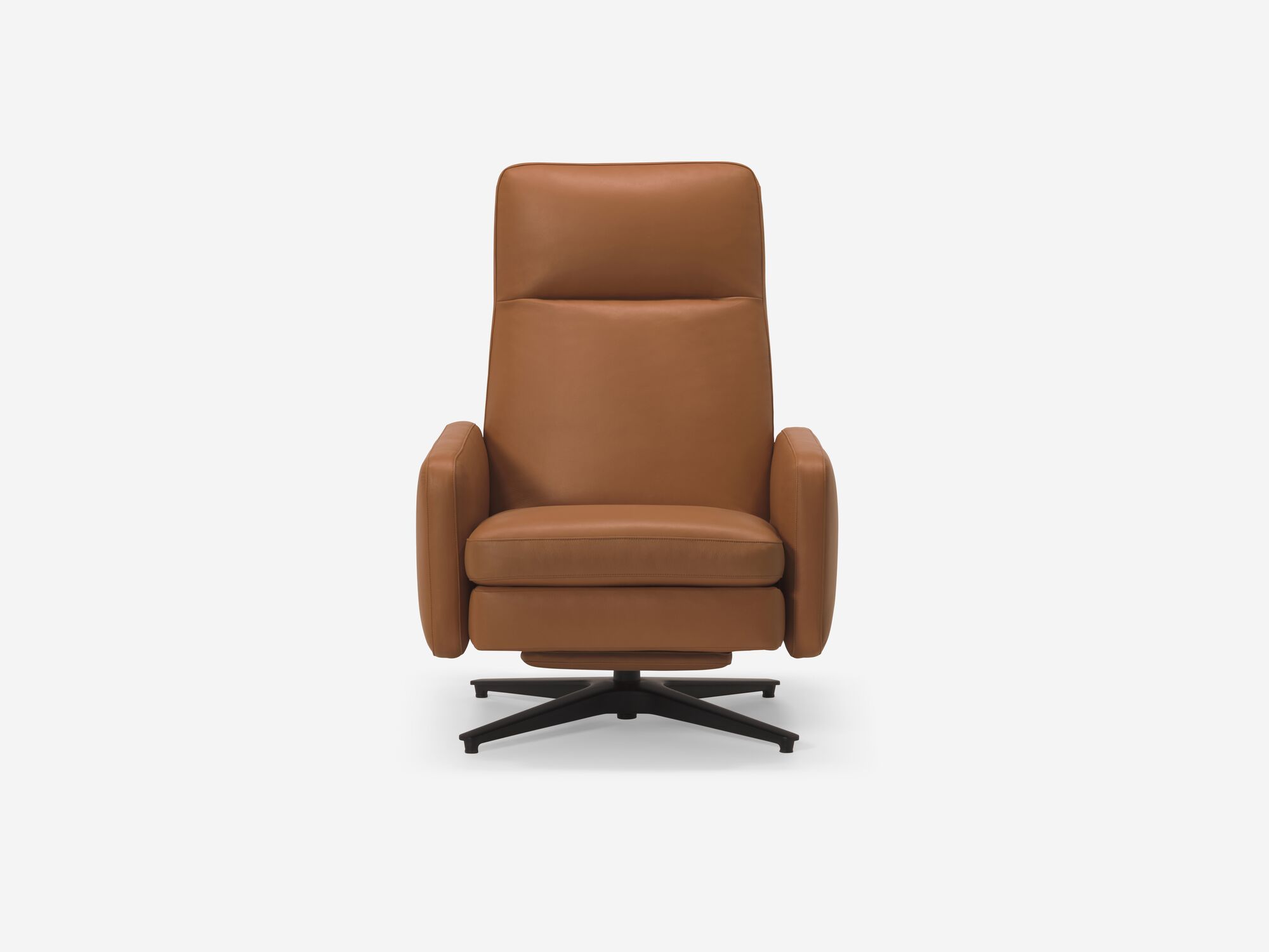 Brown leather reclining chair front view